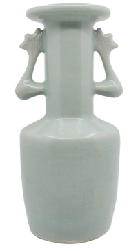 宋龍泉窑雙鳳耳盤口瓶｜青釉雅韻，宋瓷審美之巔