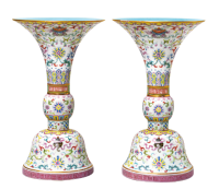 粉彩纏枝蓮八寶花觚｜乾隆禦瓷之美，佛供重器傳世