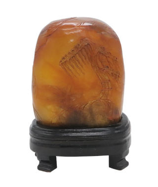 楊澥乌鸦皮田黃《松溪訪友》：松陵印派的石上風流