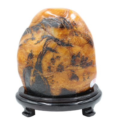 乌鸦皮田黄薄意雕——石帝肌理与文人匠心的传世之合