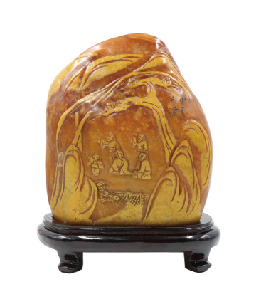 【珍品鉴赏】枇杷黄田黄薄意雕人物故事纹摆件