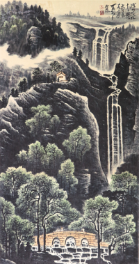 李可染《川流瀑泉》：晚年積墨山水的藝術巔峰